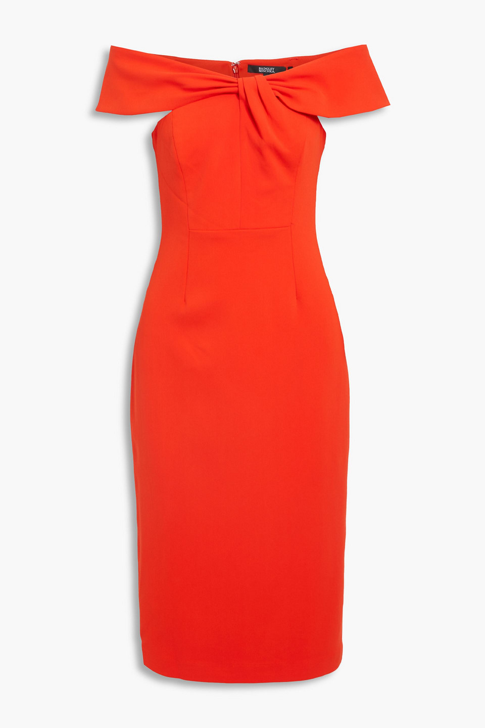 Badgley Mischka Off-the-shoulder twisted crepe dress
