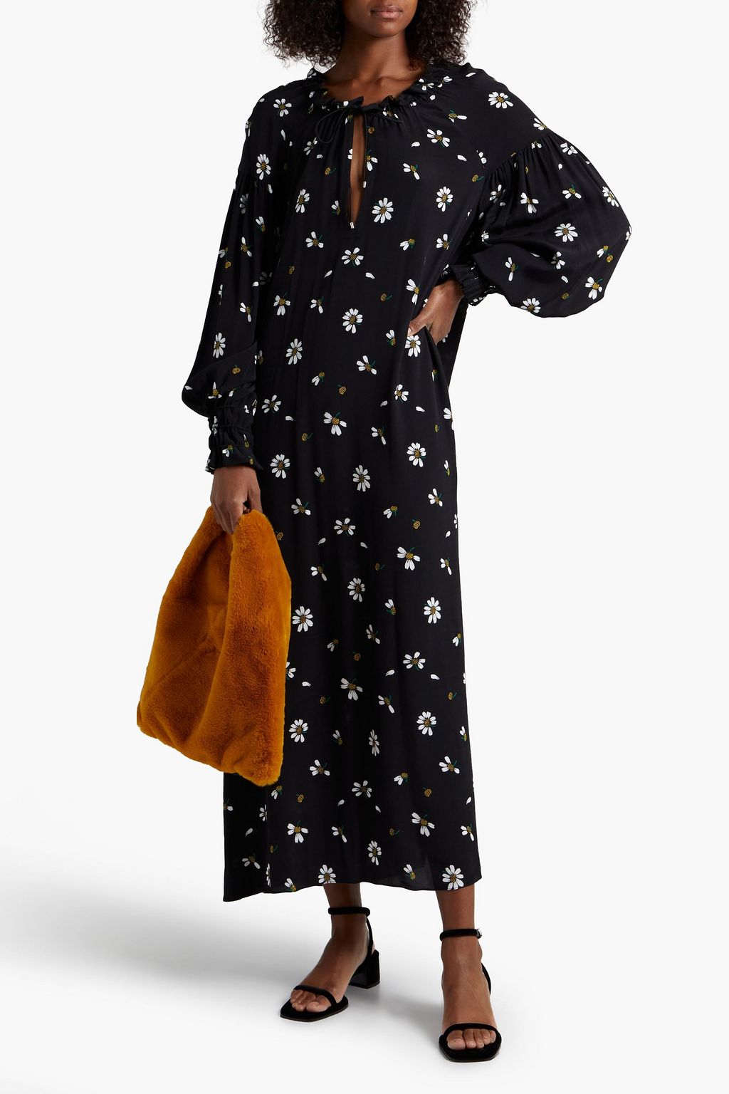 ROSETTA GETTY Floral-print crepe maxi dress