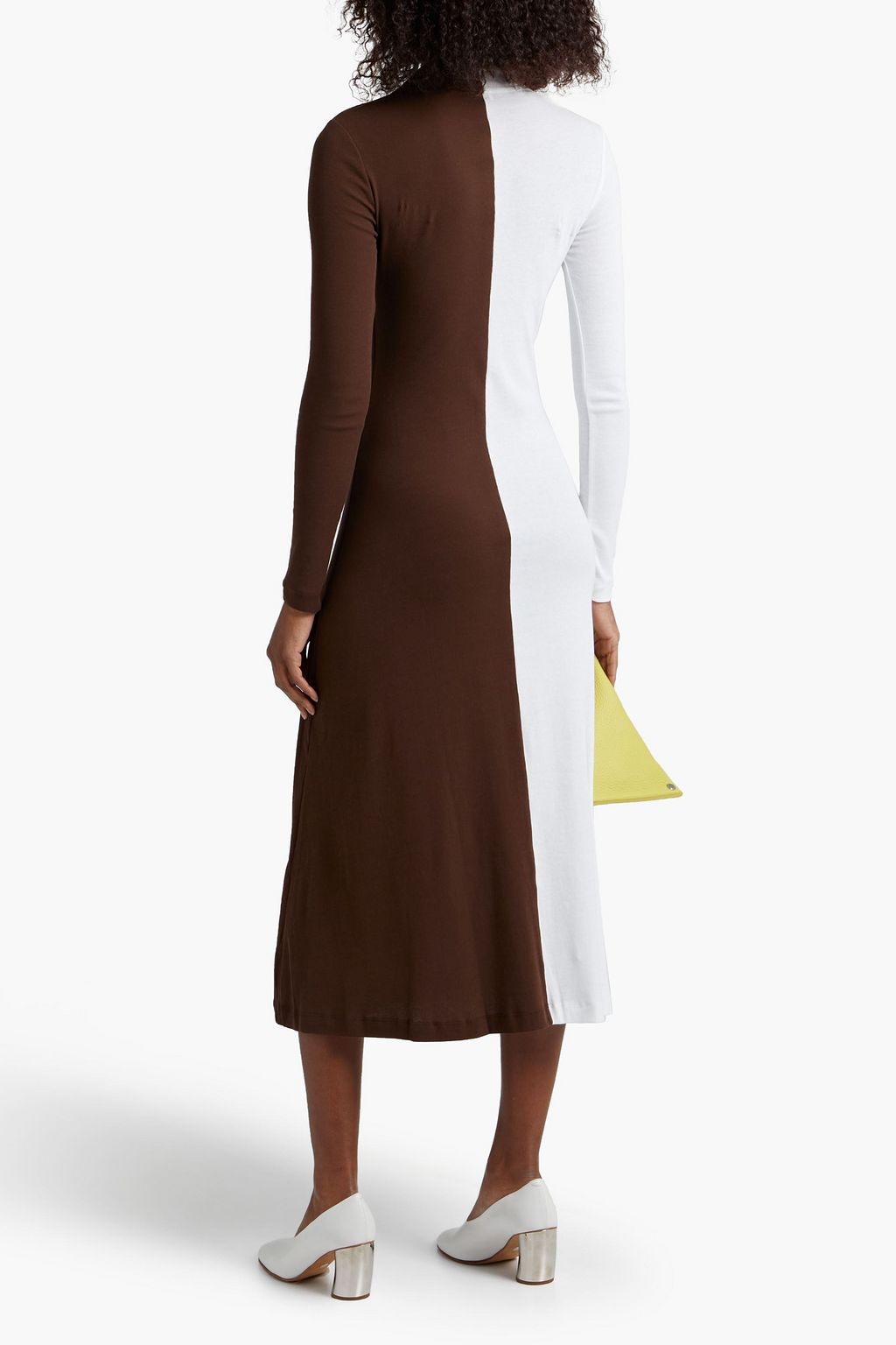 ROSETTA GETTY Two-tone cotton-jersey midi dress