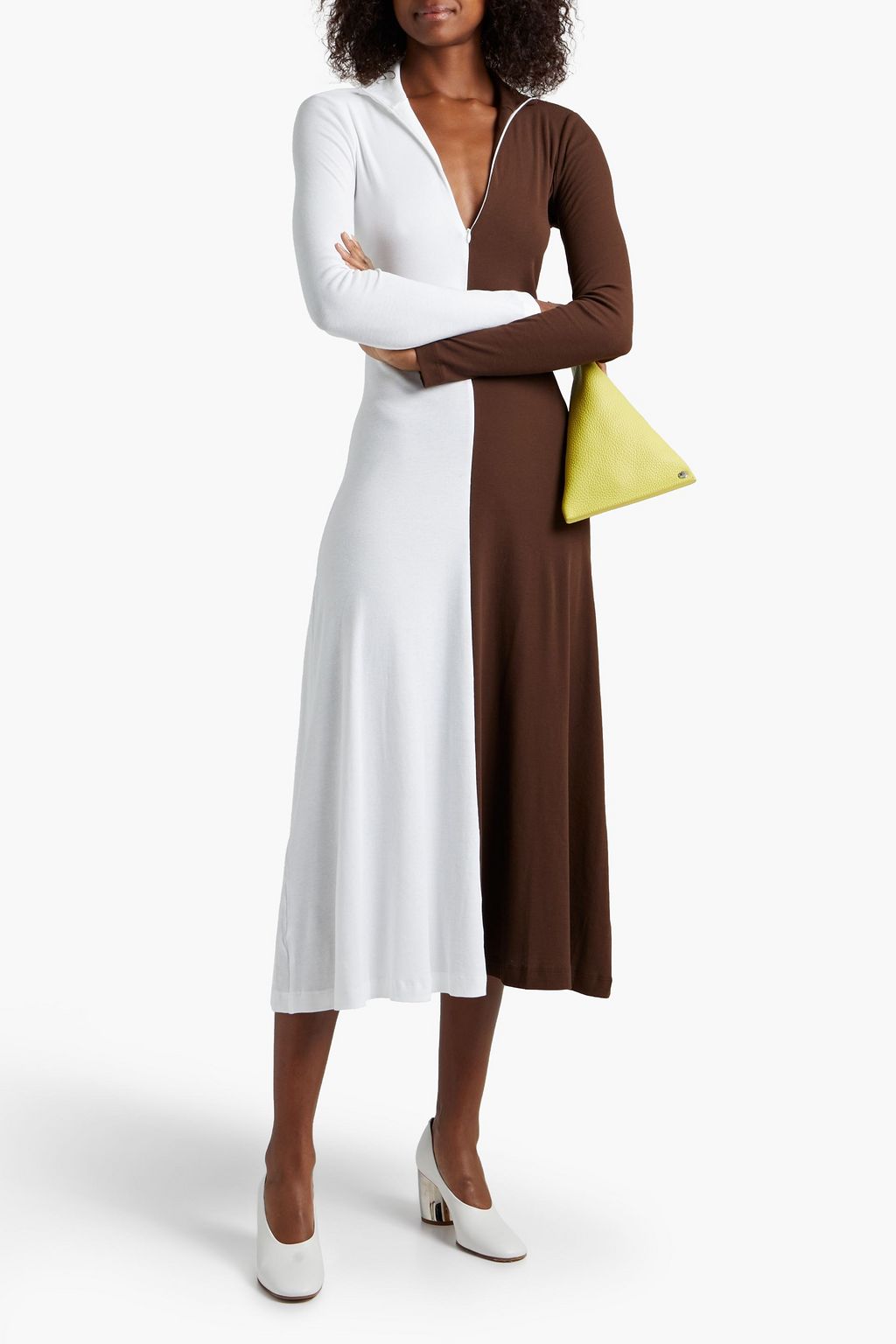 ROSETTA GETTY Two-tone cotton-jersey midi dress