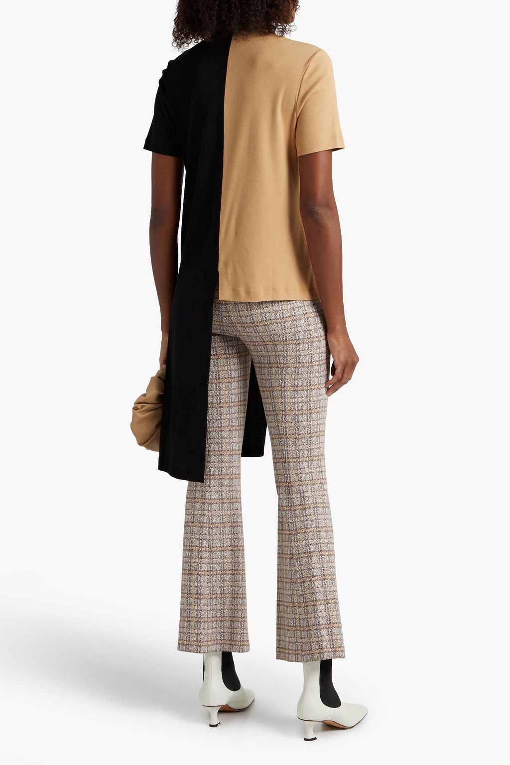 ROSETTA GETTY Asymmetric two-tone cotton-jersey top
