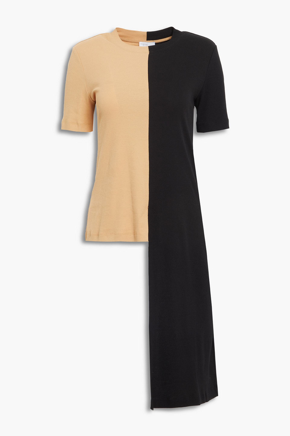 rosetta getty - asymmetric two-tone cotton-jersey top - black - xs