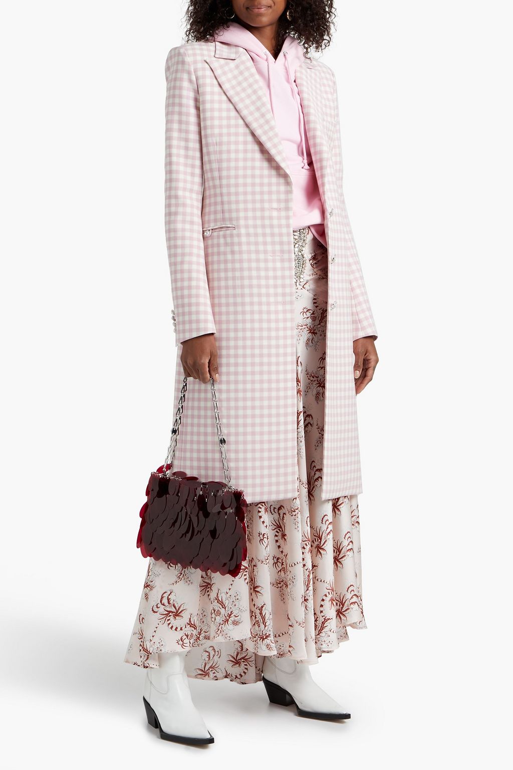 RABANNE Gingham wool coat