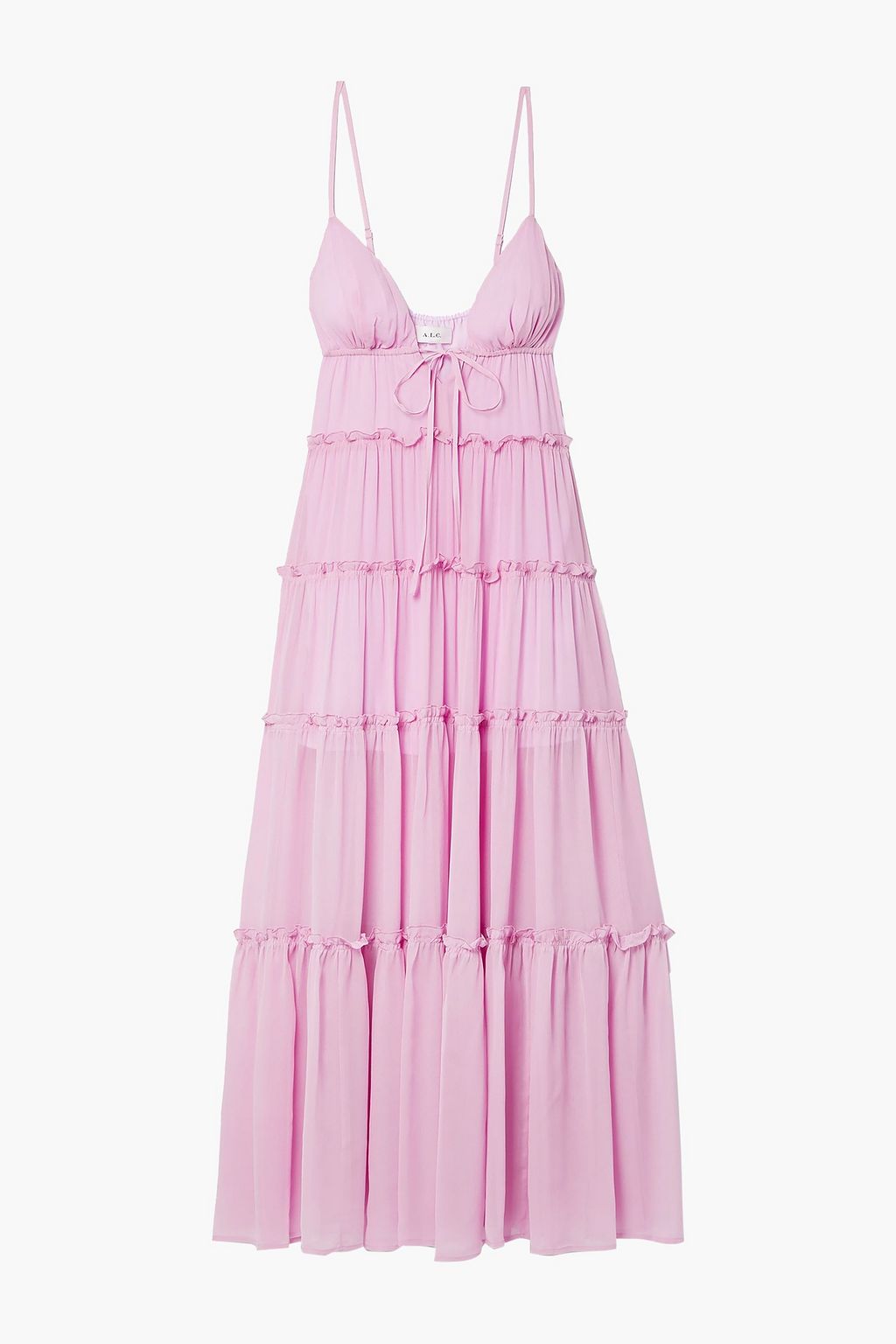 A.L.C. Ruffle-trimmed tiered silk-crepon maxi dress | THE OUTNET