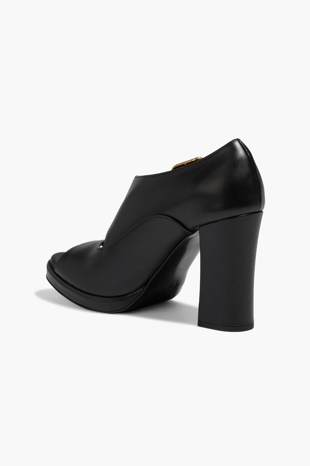 CHLOÉ Buckled cutout leather platform pumps
