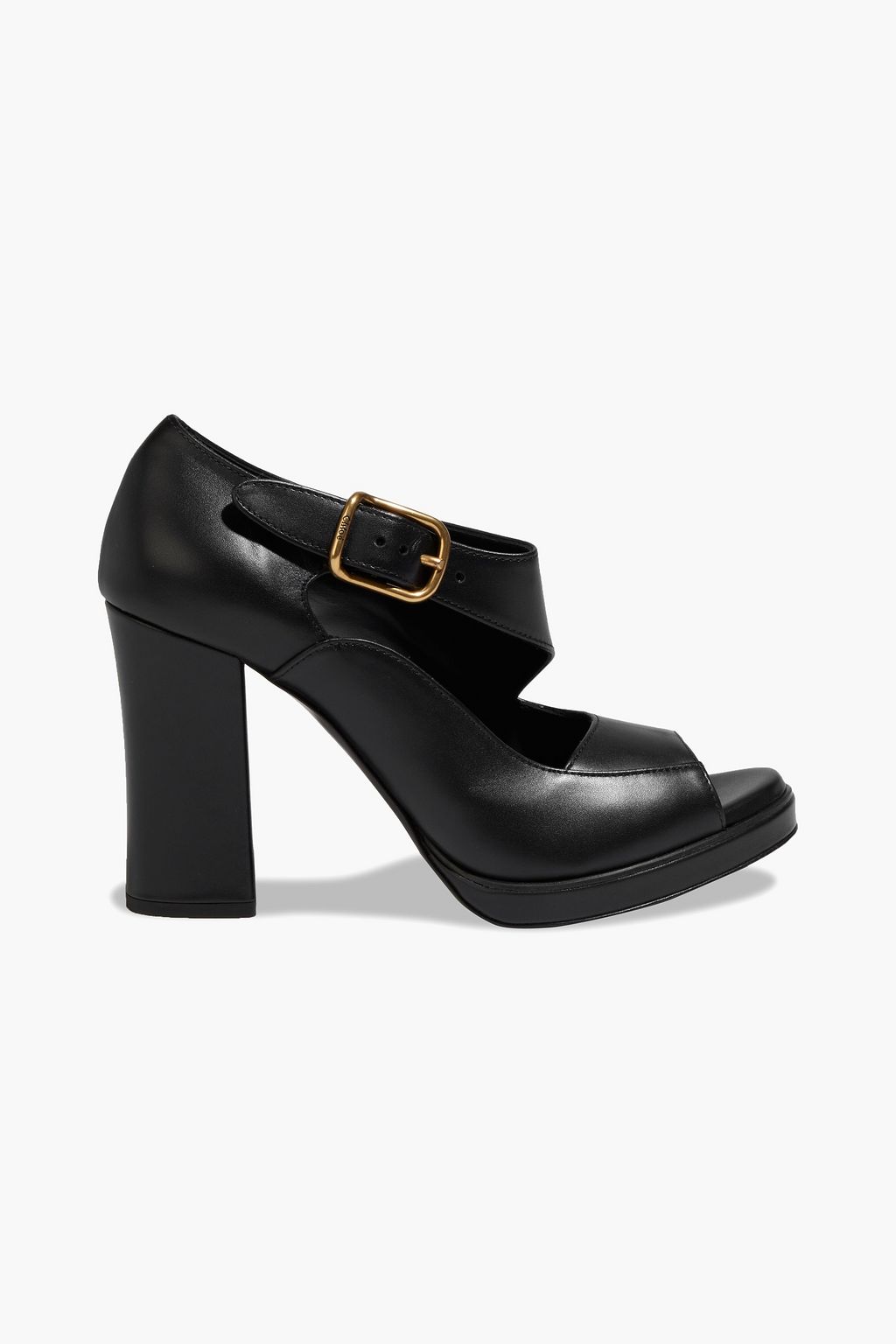 Black Buckled cutout leather platform pumps | CHLOÉ | THE OUTNET