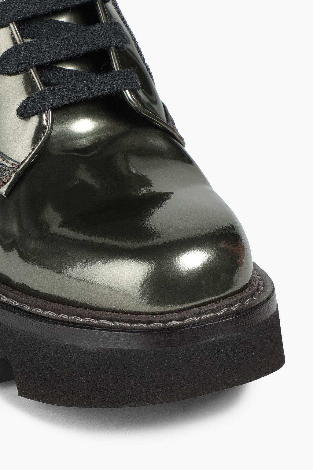 BRUNELLO CUCINELLI Combat Boots aus Metallic-Leder