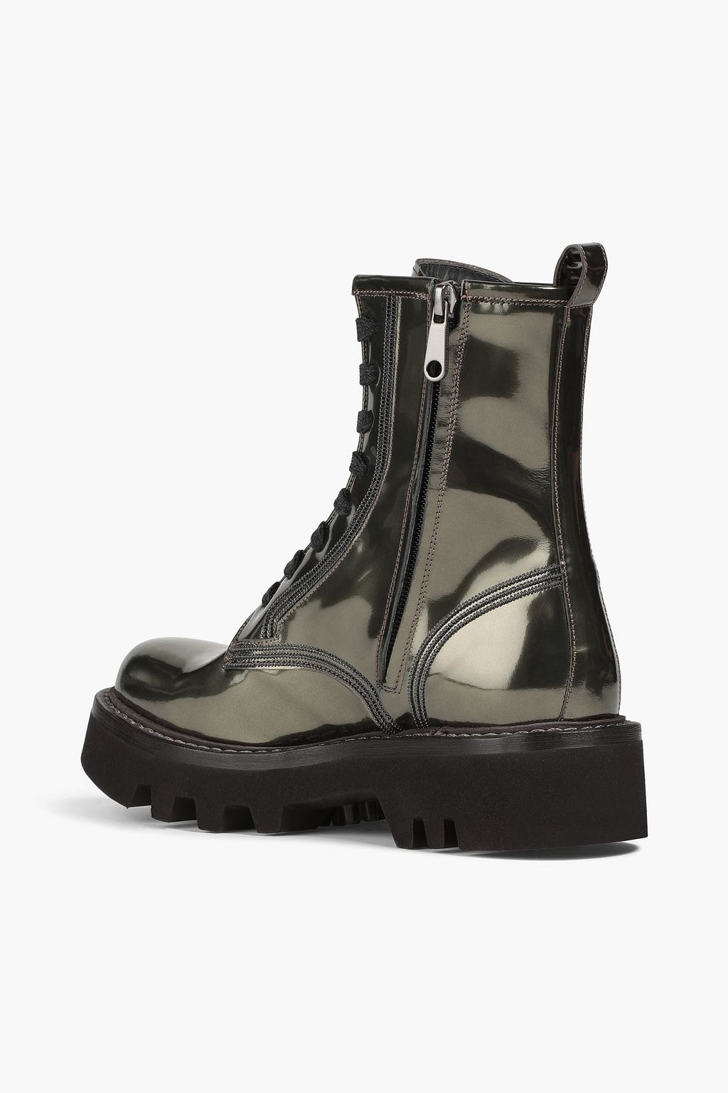 BRUNELLO CUCINELLI Combat Boots aus Metallic-Leder