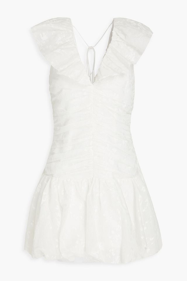 Ruched cotton-organza mini dress