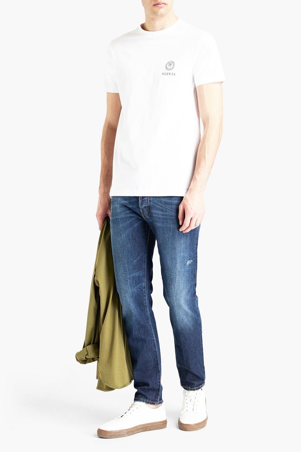 PESERICO Logo-embroidered cotton-jersey T-shirt