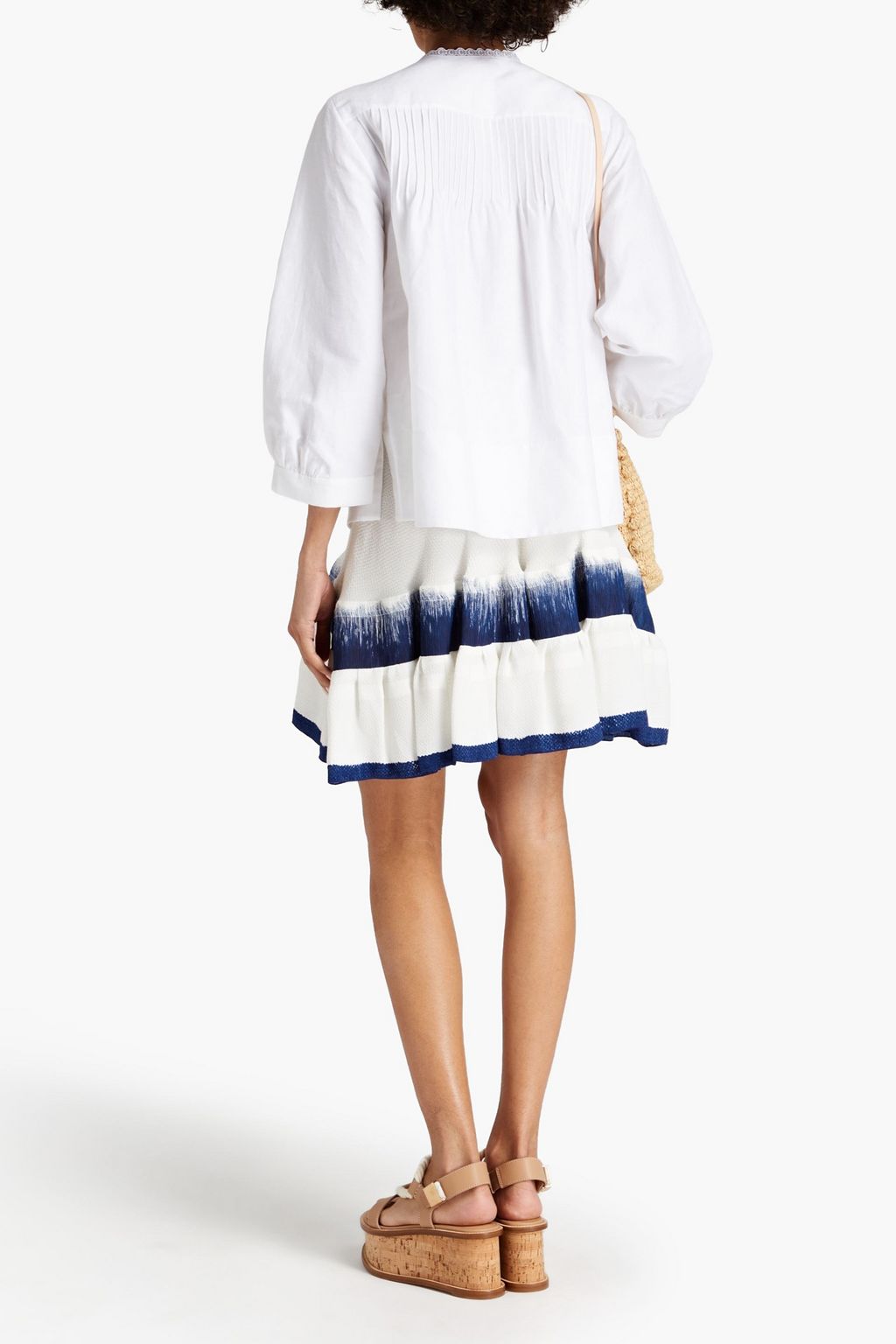 CHLOÉ Gathered printed hammered-crepe mini skirt