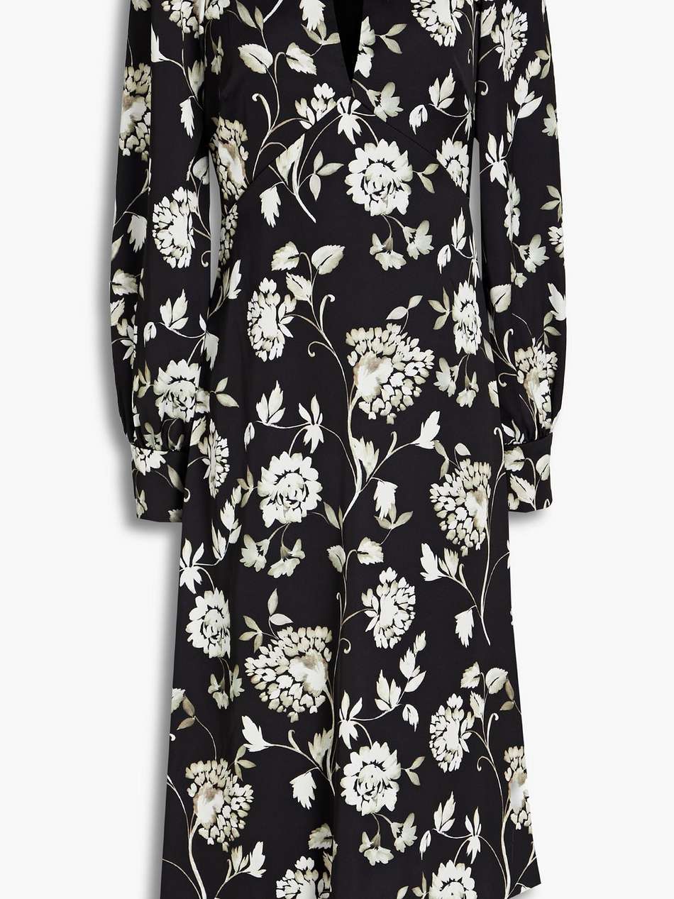 knotted floral-print satin midi dress