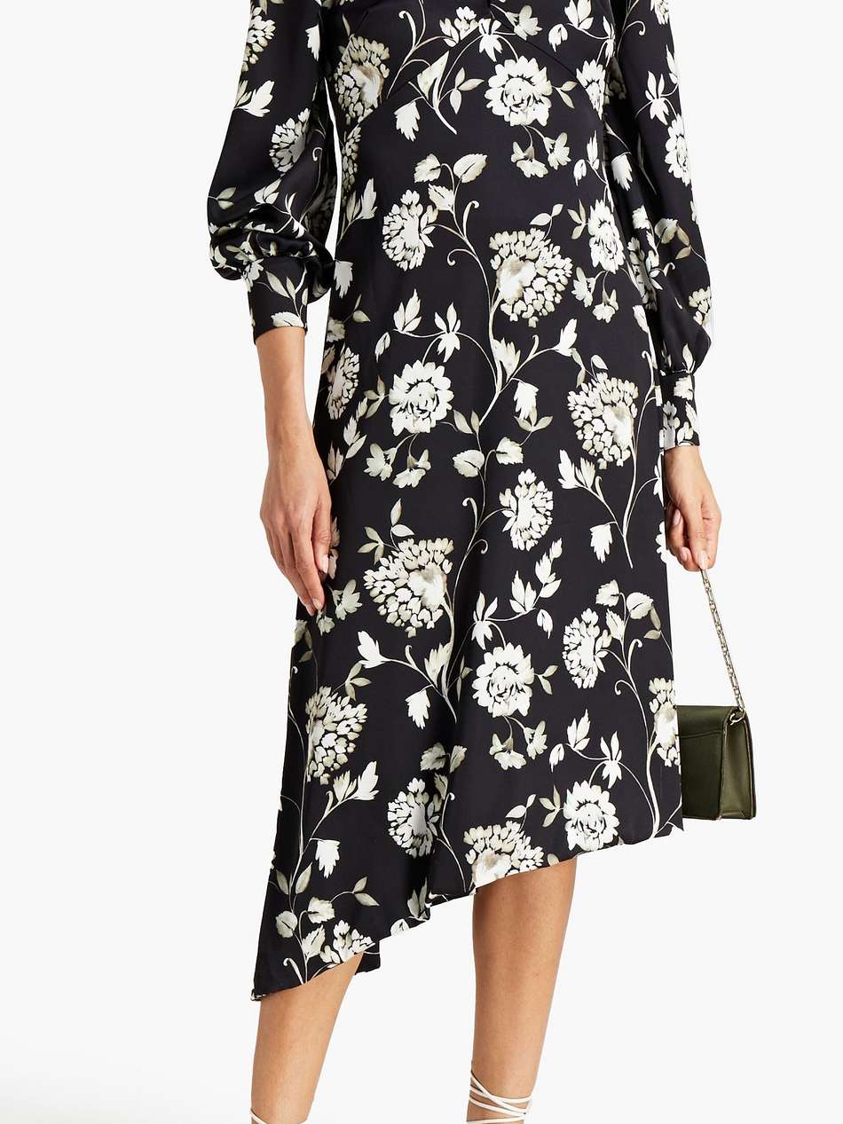 knotted floral-print satin midi dress