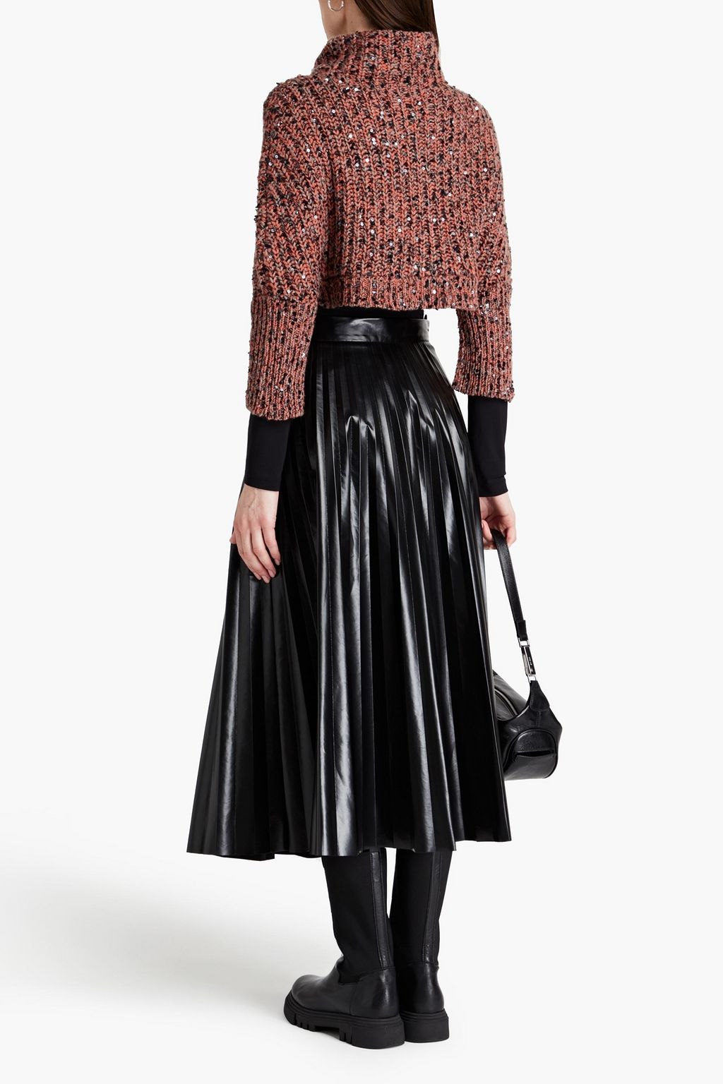 BRUNELLO CUCINELLI Cropped ribbed cashmere and silk-blend turtleneck sweater