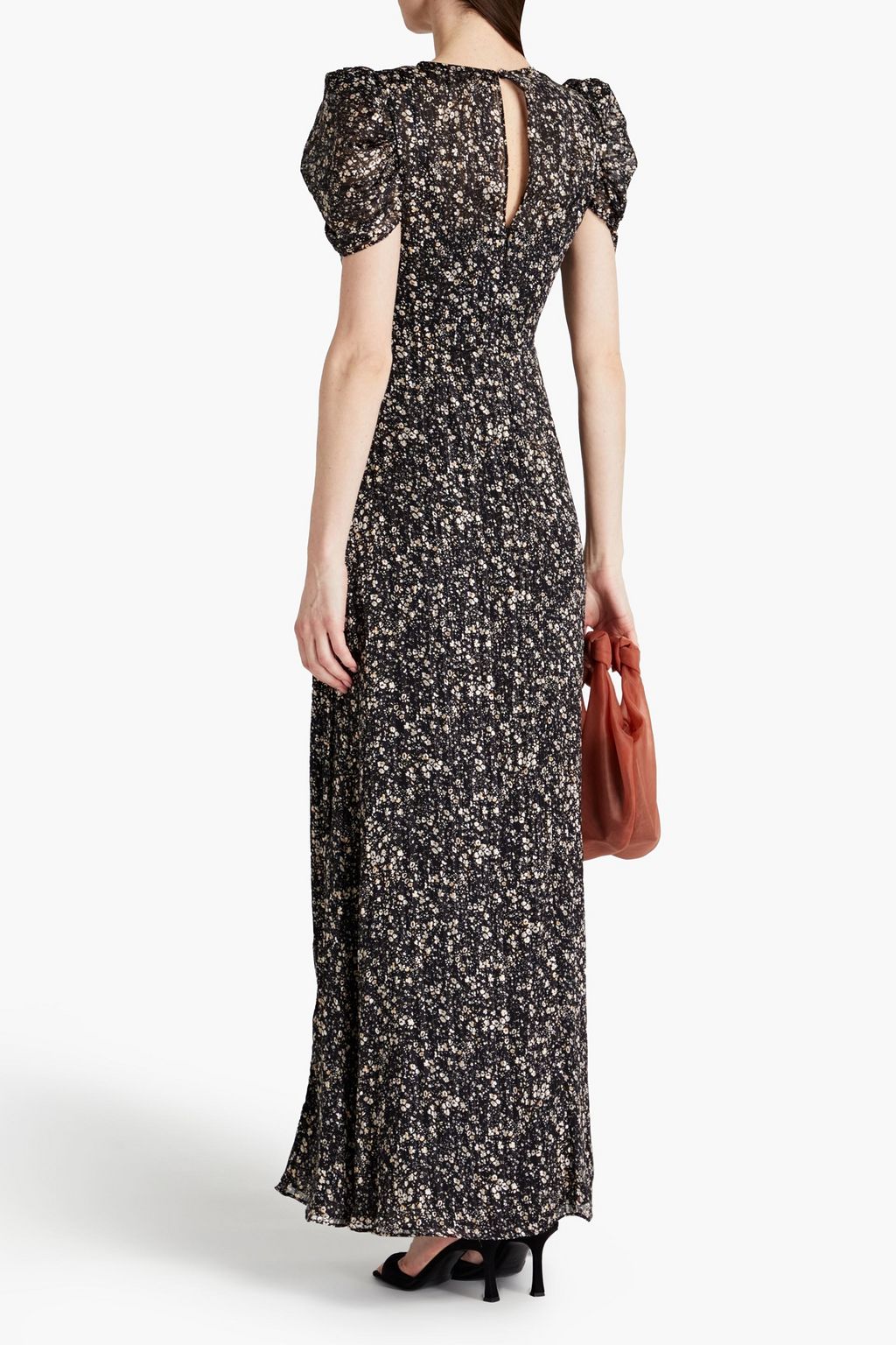 ML MONIQUE LHUILLIER Gathered floral-print jacquard maxi dress | THE OUTNET