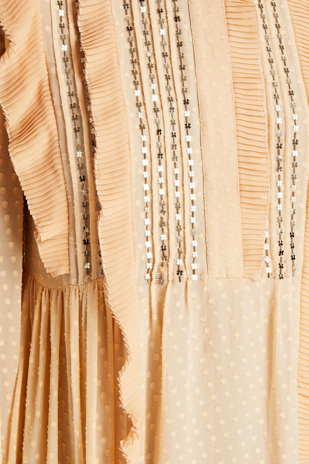 CHLOÉ Minikleid aus Seidenchiffon mit Fil Coupé und Verzierung