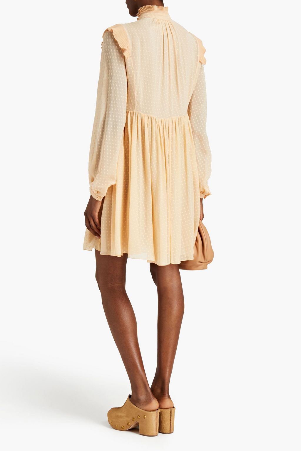 CHLOÉ Minikleid aus Seidenchiffon mit Fil Coupé und Verzierung