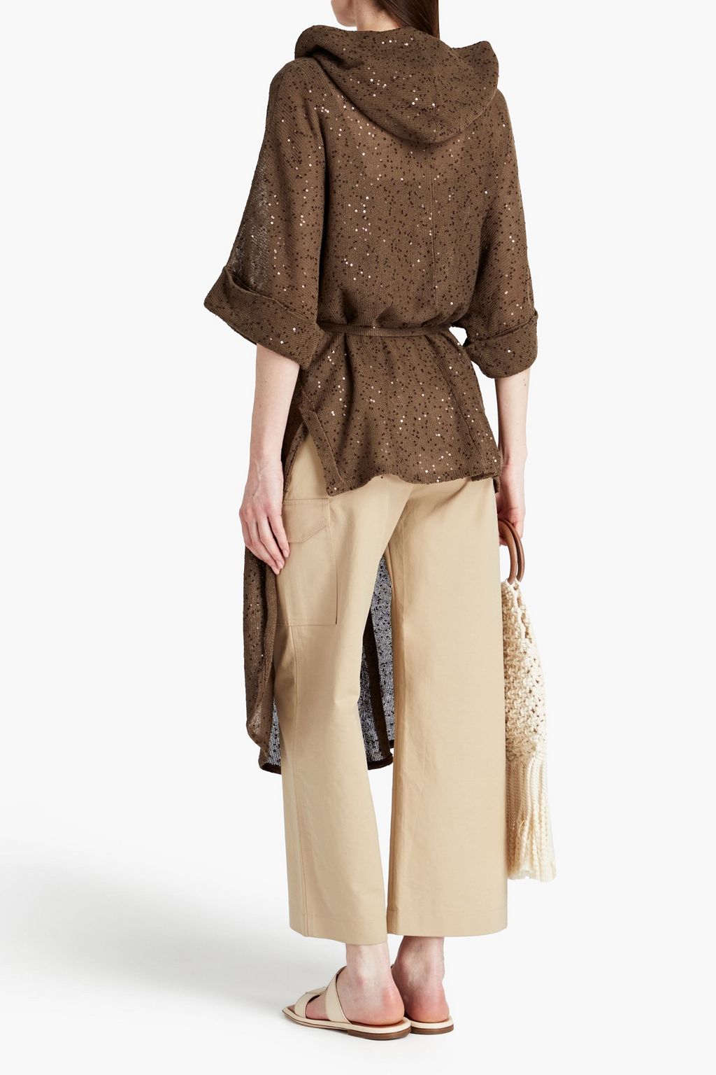 BRUNELLO CUCINELLI Cardigan aus einer Leinen-Seidenmischung mit Pailletten