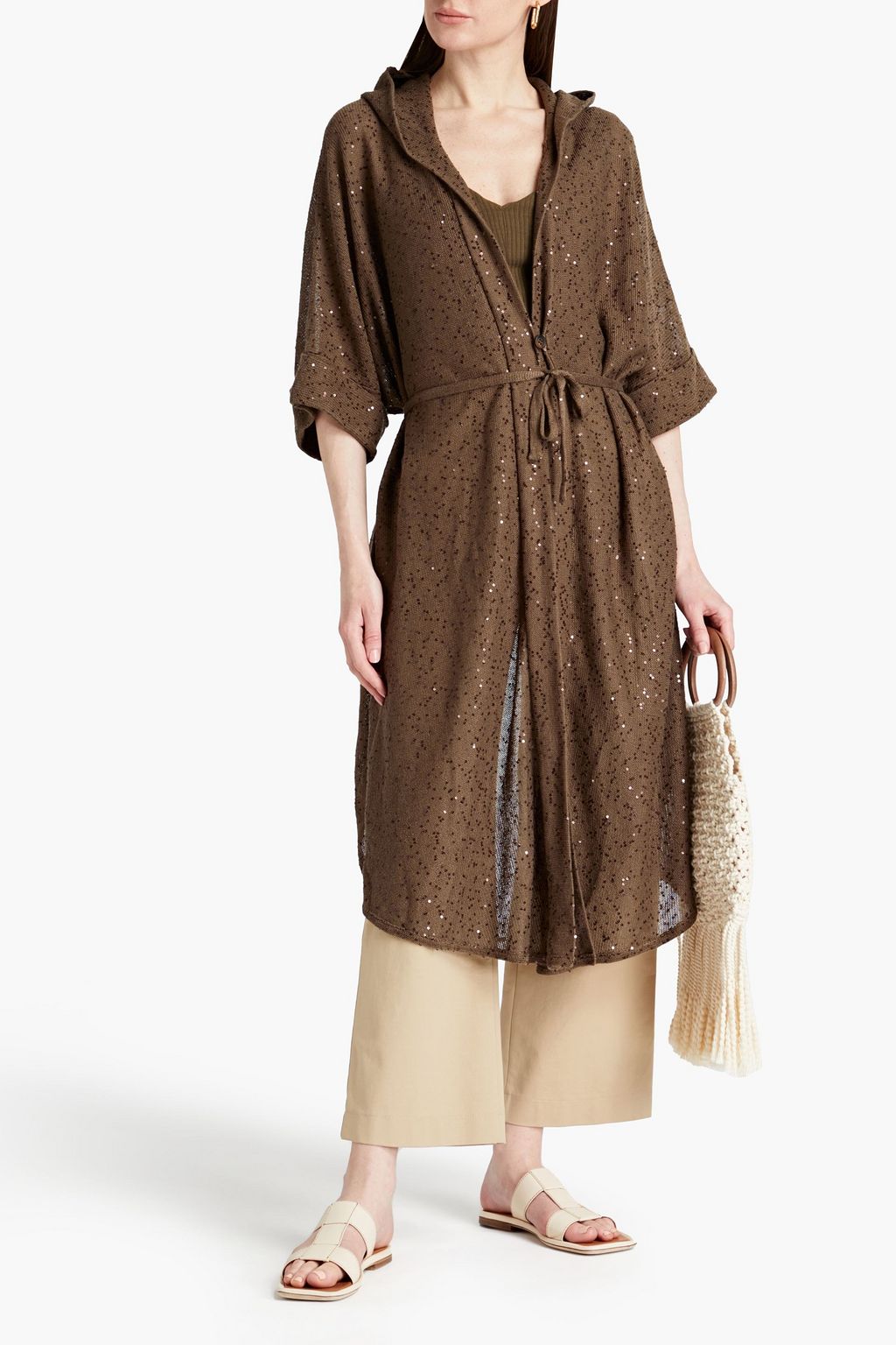 BRUNELLO CUCINELLI Cardigan aus einer Leinen-Seidenmischung mit Pailletten