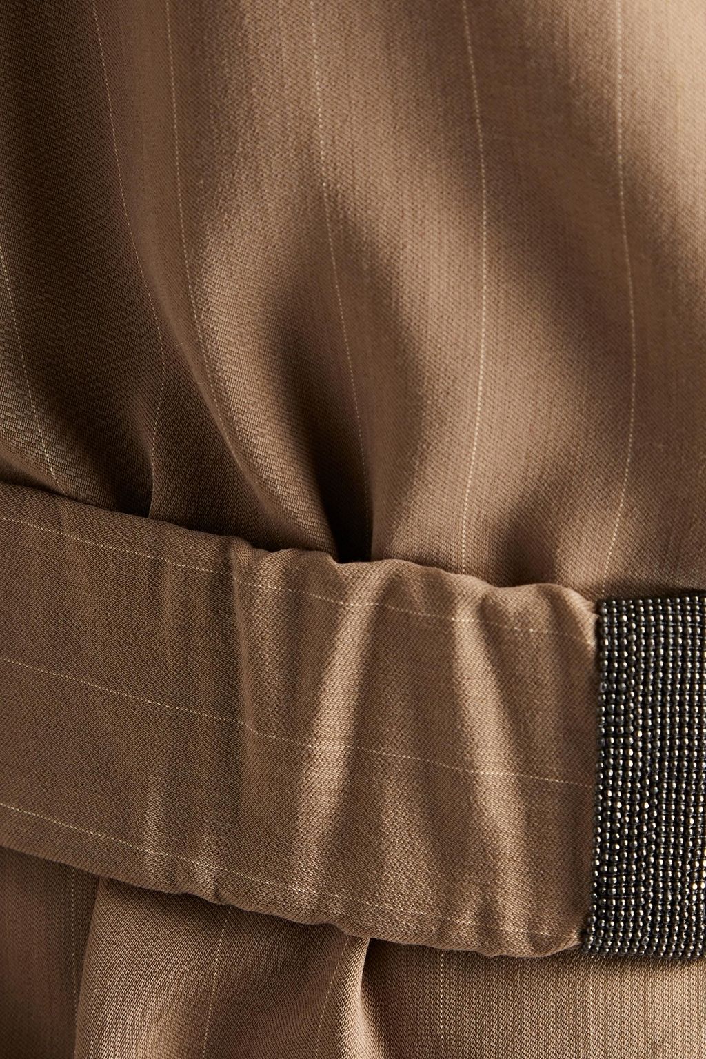 BRUNELLO CUCINELLI Hemdkleid aus Jacquard mit Nadelstreifen und Gürtel