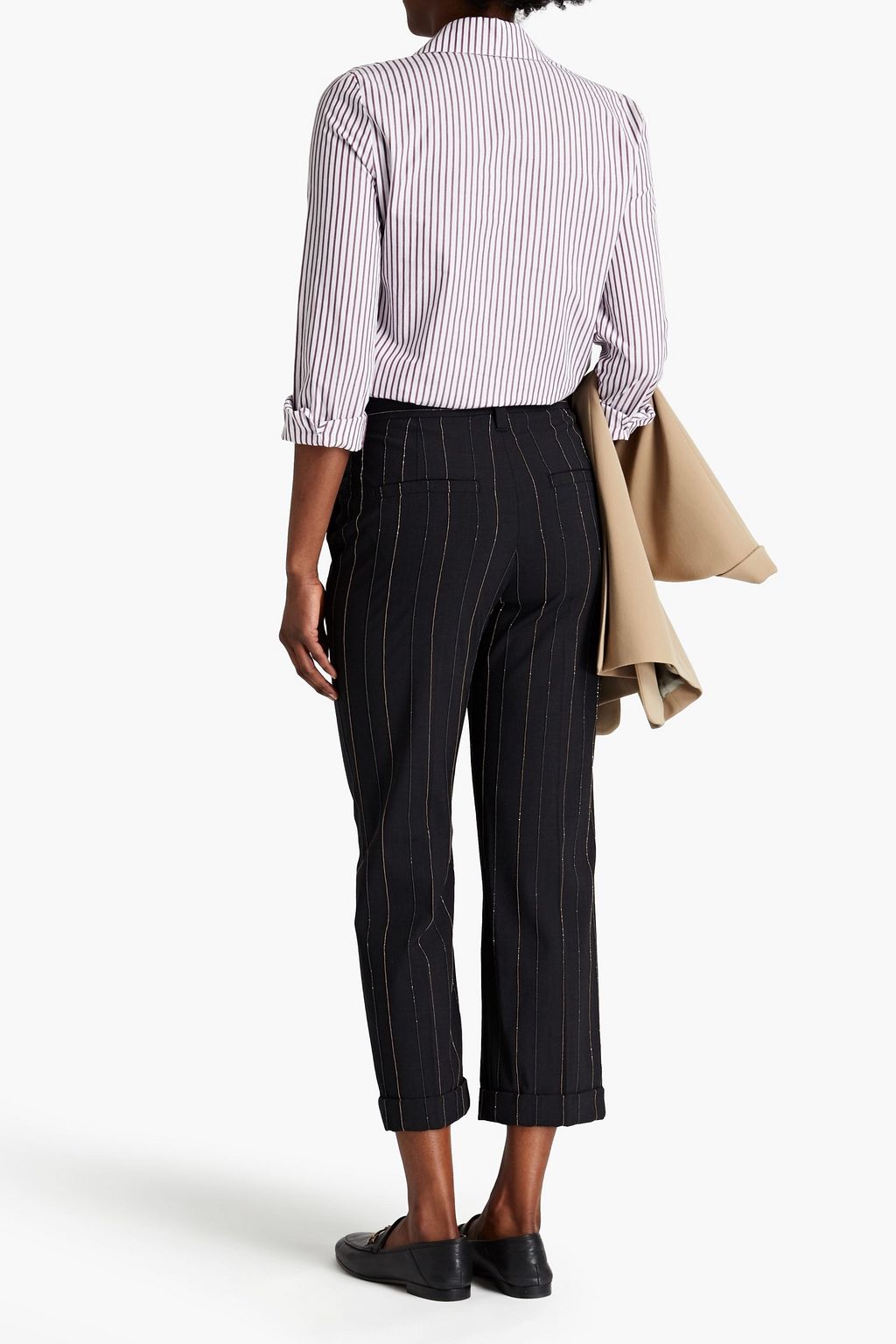 BRUNELLO CUCINELLI Cropped Karottenhose aus einer Wollmischung mit Zierperlen