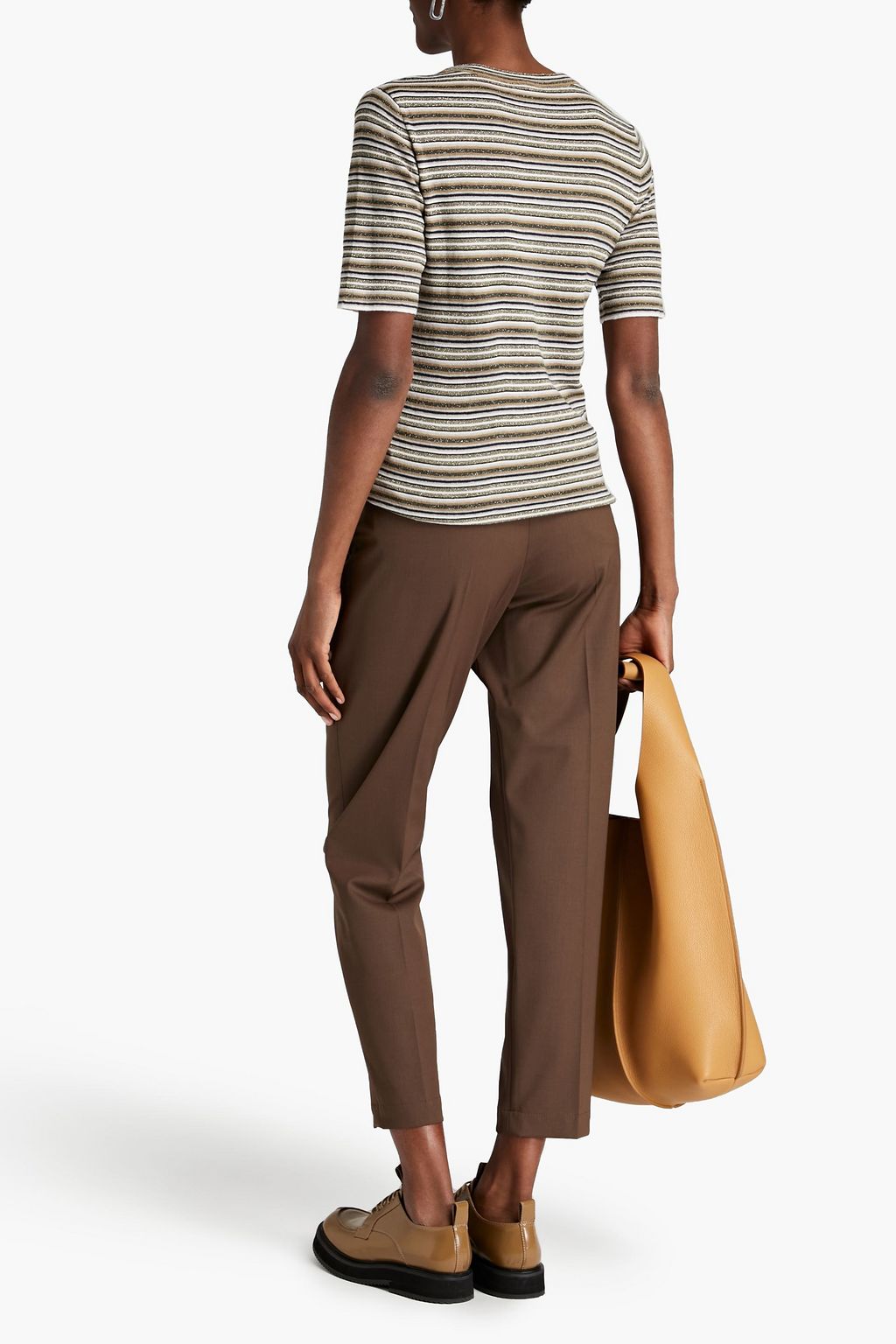 BRUNELLO CUCINELLI 메탈릭 스트라이프 니트 탑