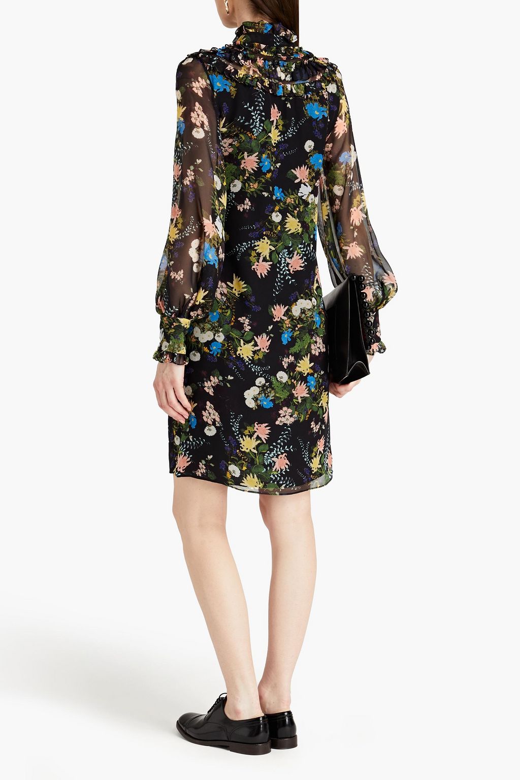 ERDEM Augusta ruffled floral-print silk-georgette dress