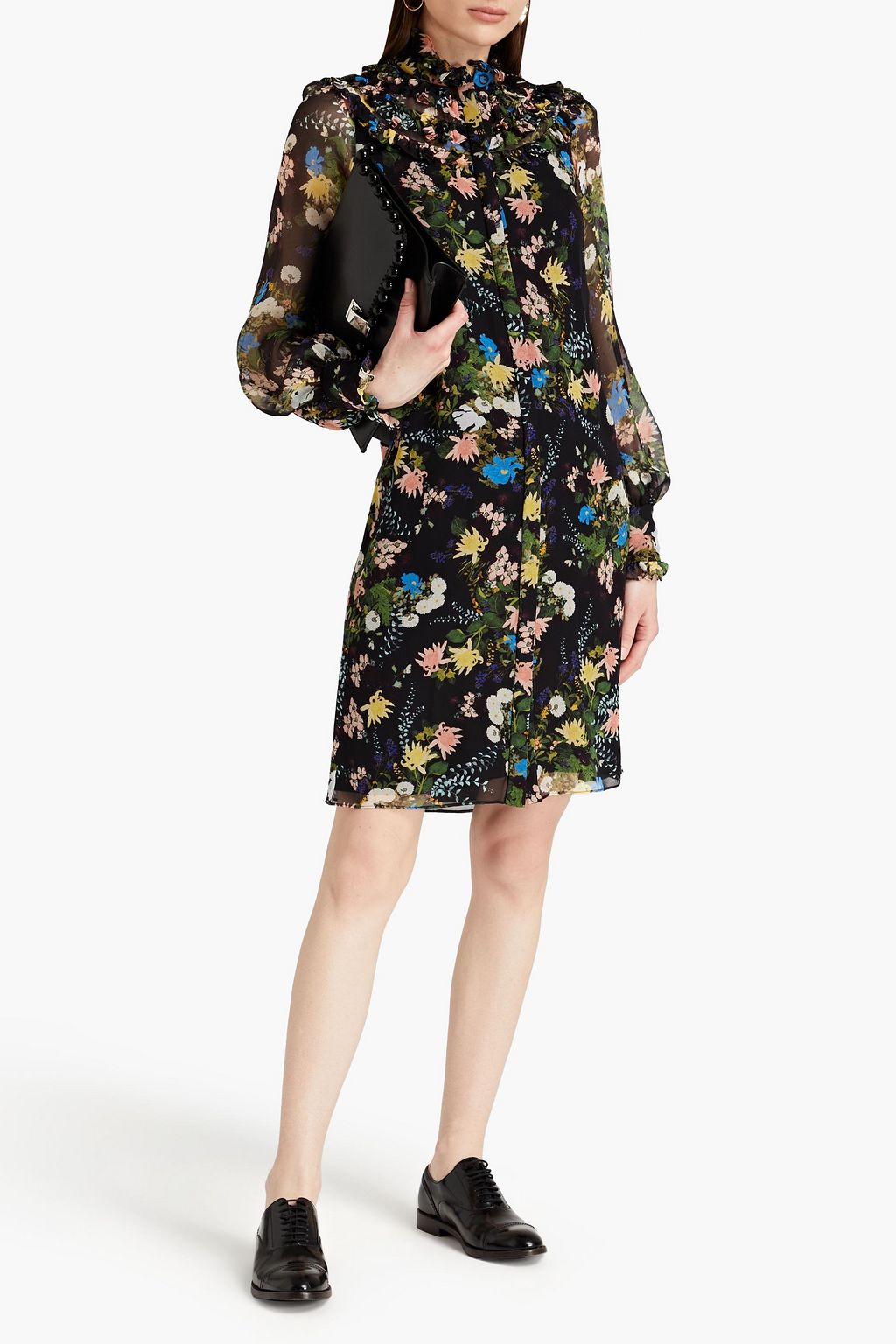 ERDEM Augusta ruffled floral-print silk-georgette dress