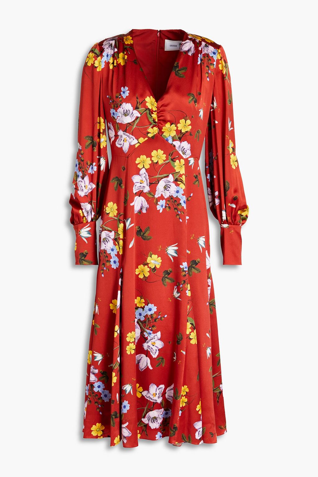 ERDEM Osiris floral-print silk-satin midi dress | THE OUTNET