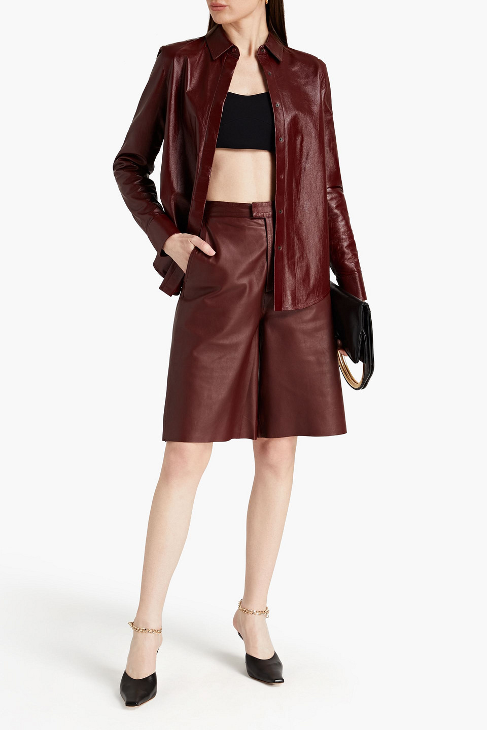 Zeynep Arcay Leather Shirt In Plum