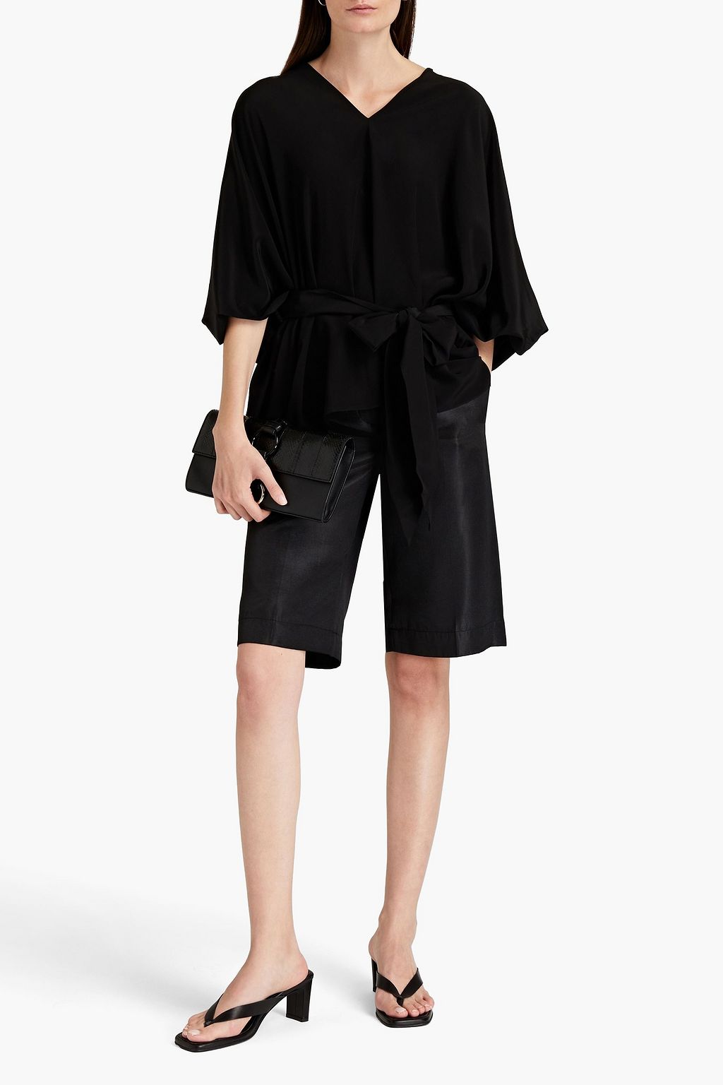 BRUNELLO CUCINELLI Seidenbluse mit Cut-outs und Gürtel