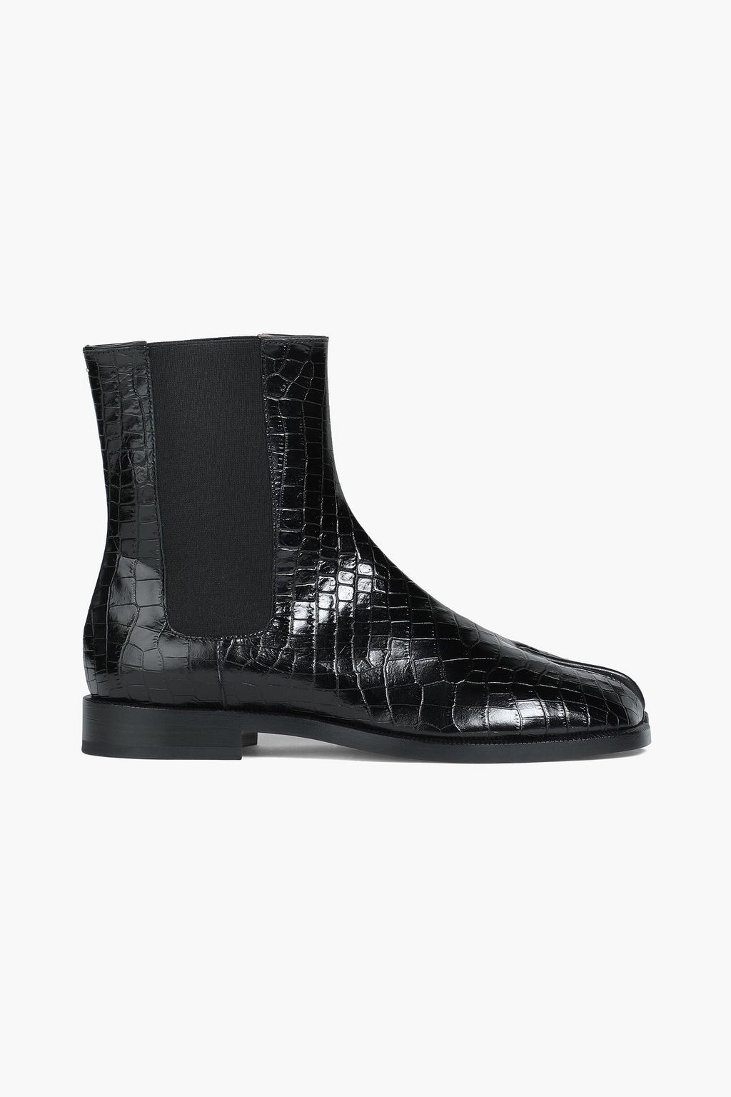 ブラック クロコ風レザー スプリットトゥアンクルブーツ | MAISON MARGIELA | THE OUTNET ブラック クロコ風レザー スプリットトゥアンクルブーツ | MAISON MARGIELA | THE OUTNET