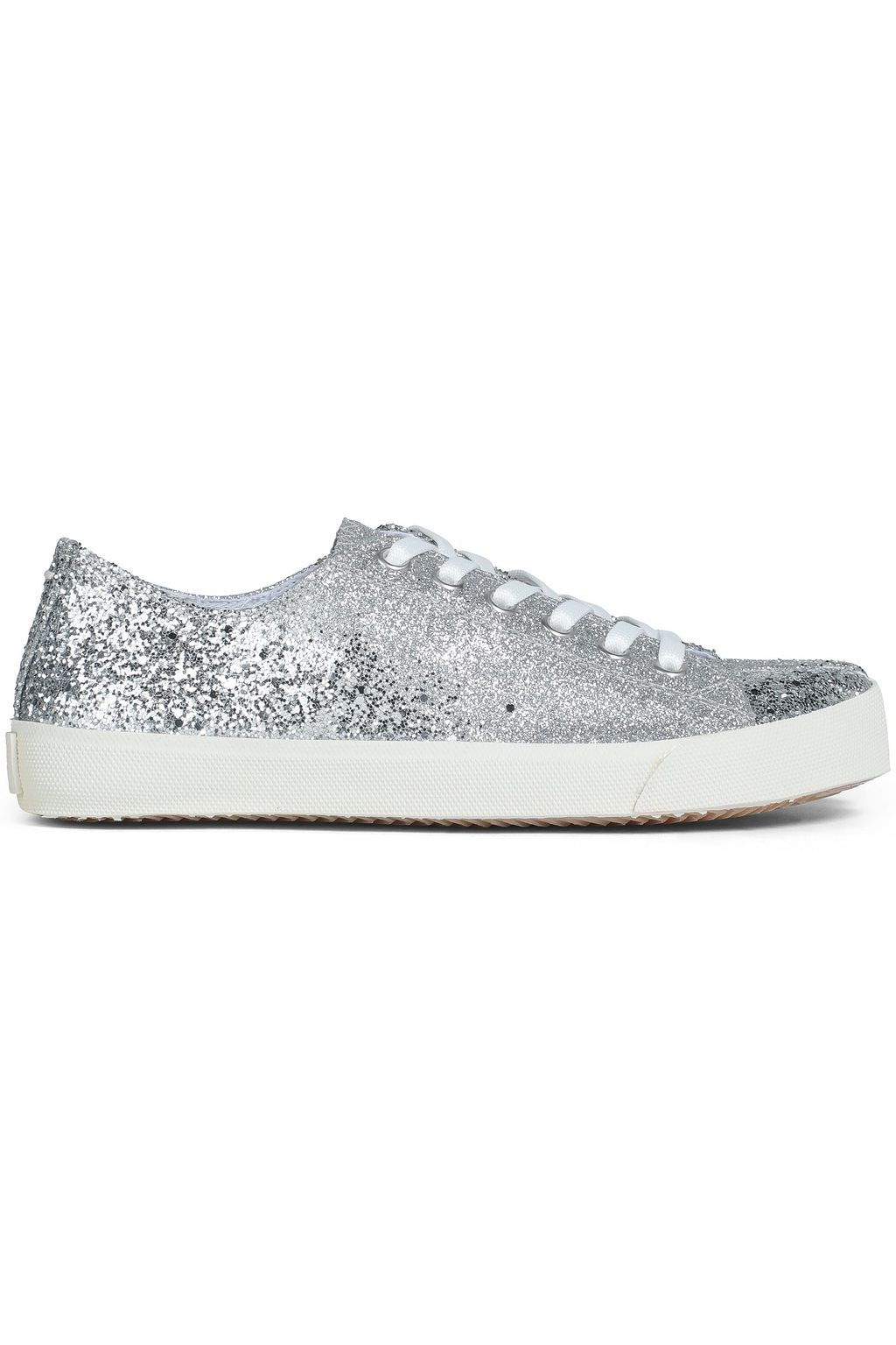 シルバー デニム スプリットトゥスニーカー グリッター加工 Maison Margiela The Outnet