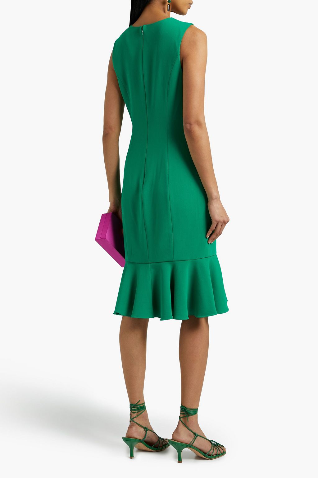 BADGLEY MISCHKA Fluted pleated crepe dress