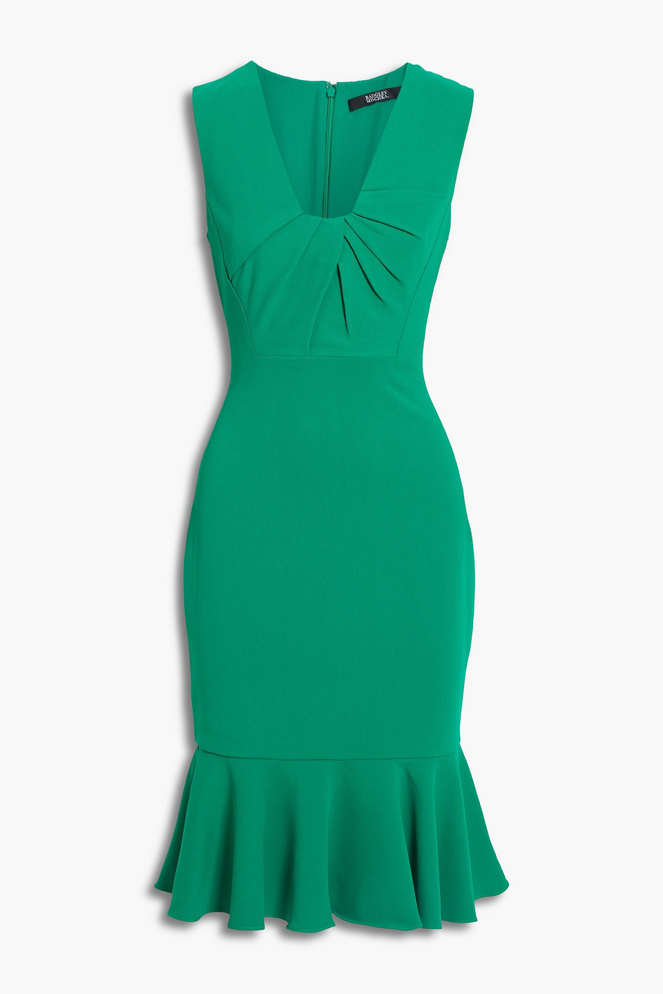 Badgley Mischka Fluted pleated crepe dress