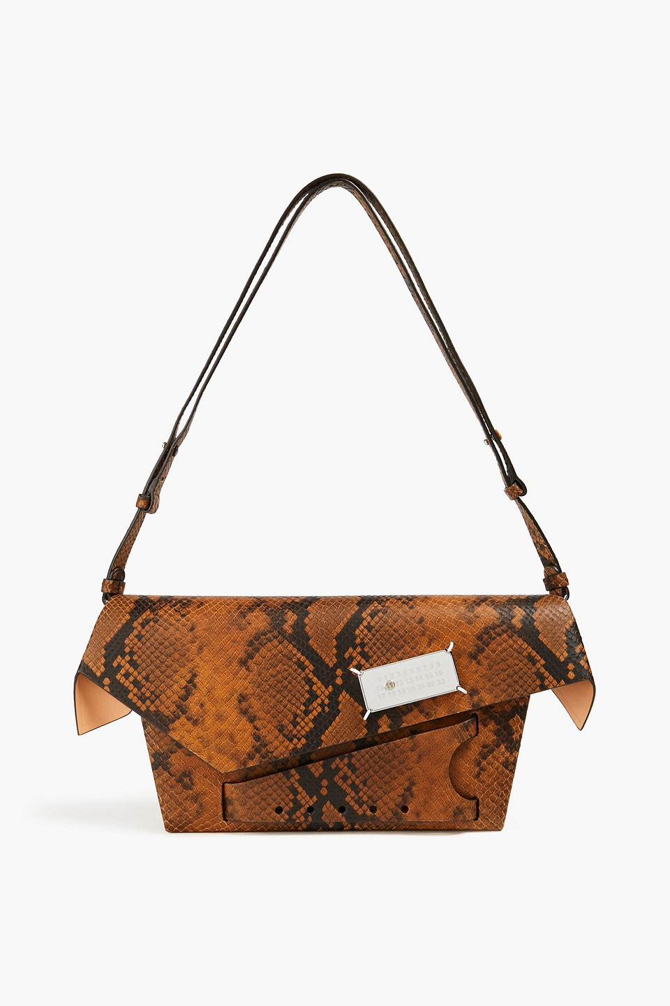 maison margiela - snatched snake-effect leather shoulder bag - brown - onesize