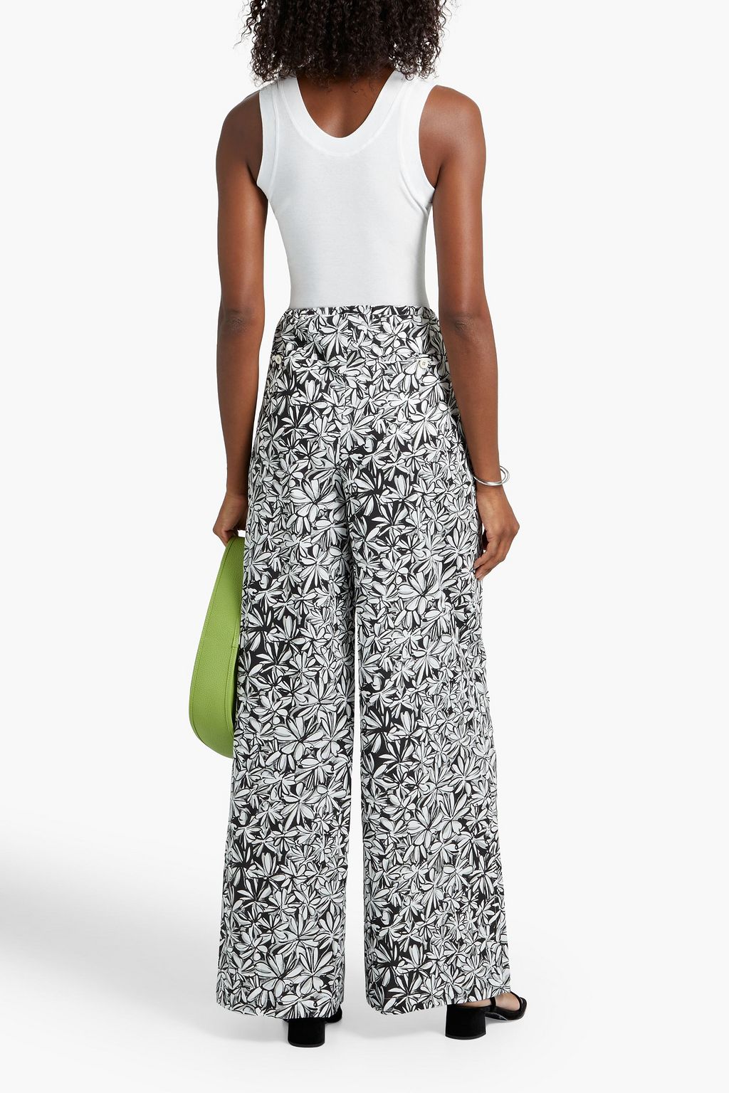 ROSETTA GETTY Floral-print cotton-poplin wide-leg pants