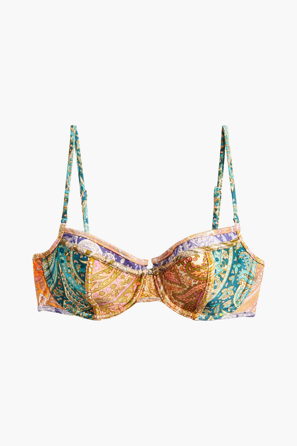 Zimmermann Printed Underwired Bikini Top In Multicolor