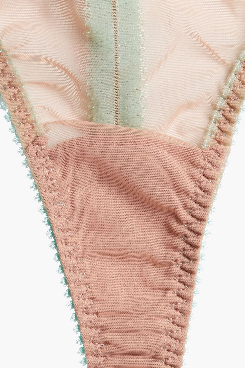 DORA LARSEN Picot-trimmed stretch-tulle high-rise thong
