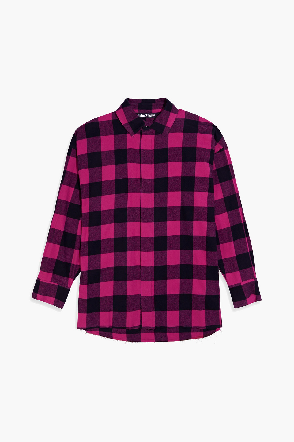 Palm Angels Curved Logo Flannel Overshirt In Fuchsia