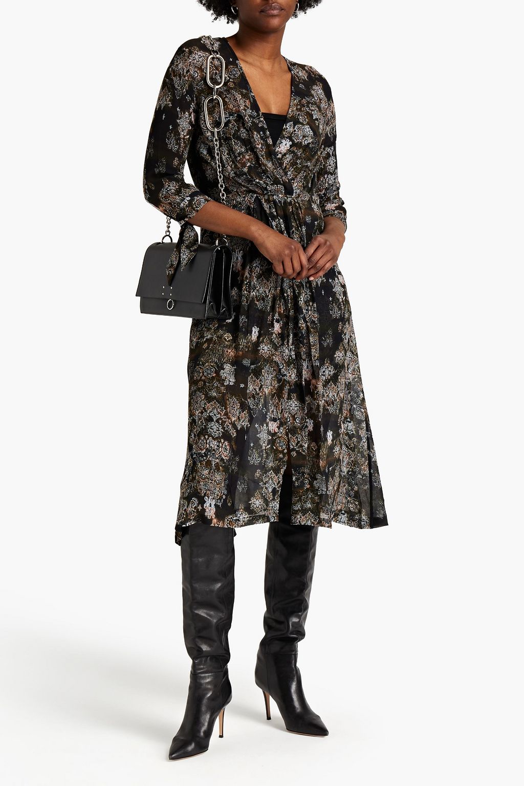 IRO Gramy wrap-effect printed georgette midi dress