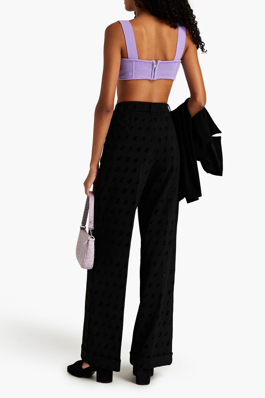 MOSCHINO Flocked tweed wide-leg pants