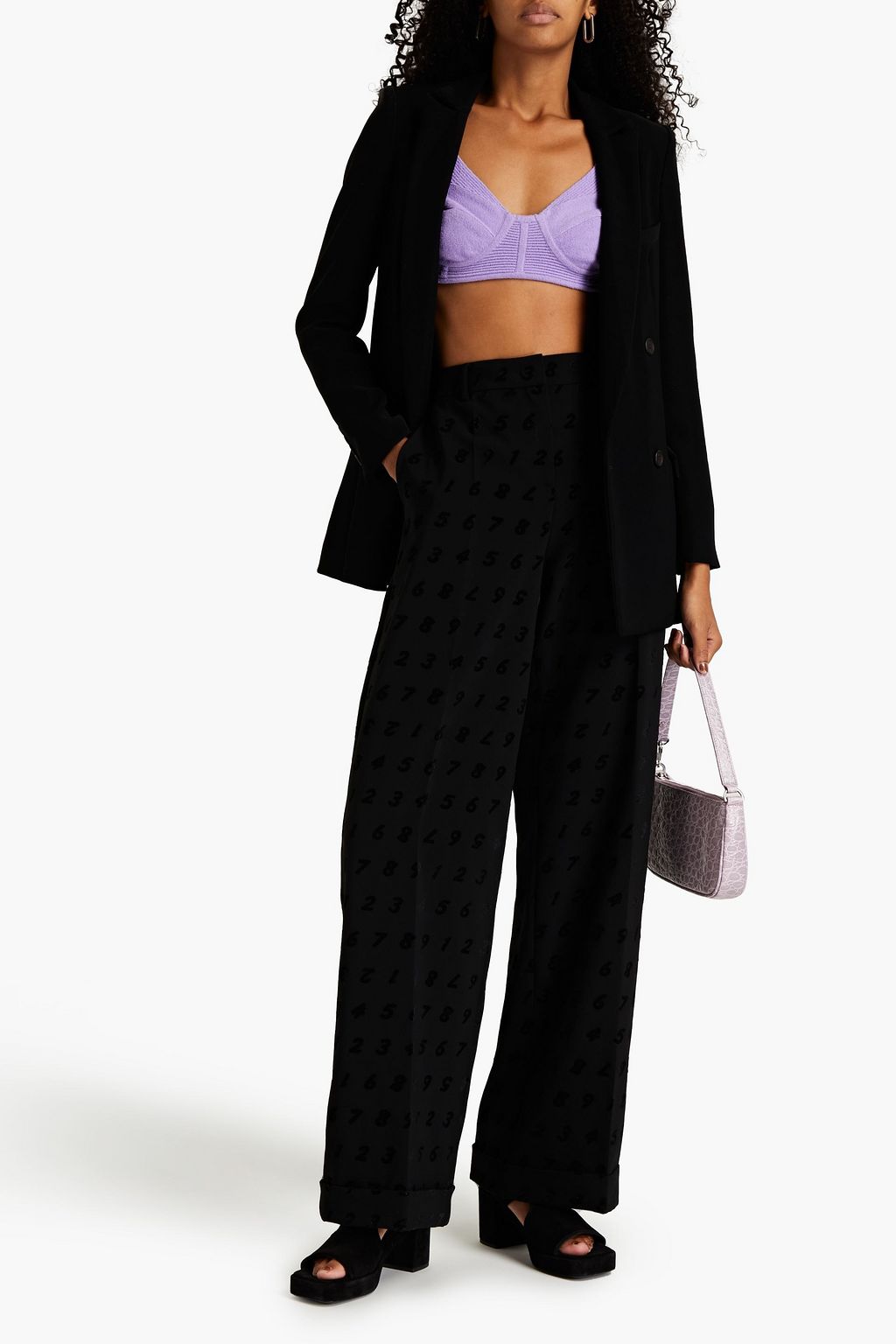 MOSCHINO Flocked tweed wide-leg pants