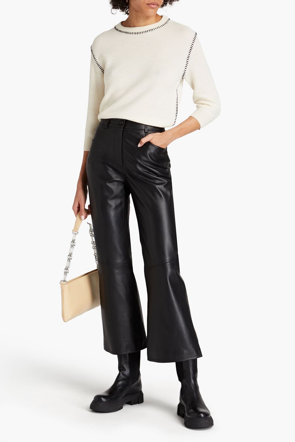 BOUTIQUE MOSCHINO Leather kick-flare pants
