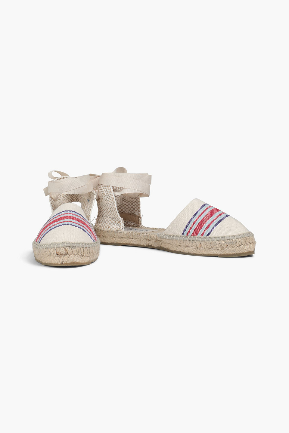 Manebi Striped Canvas Espadrilles In Beige