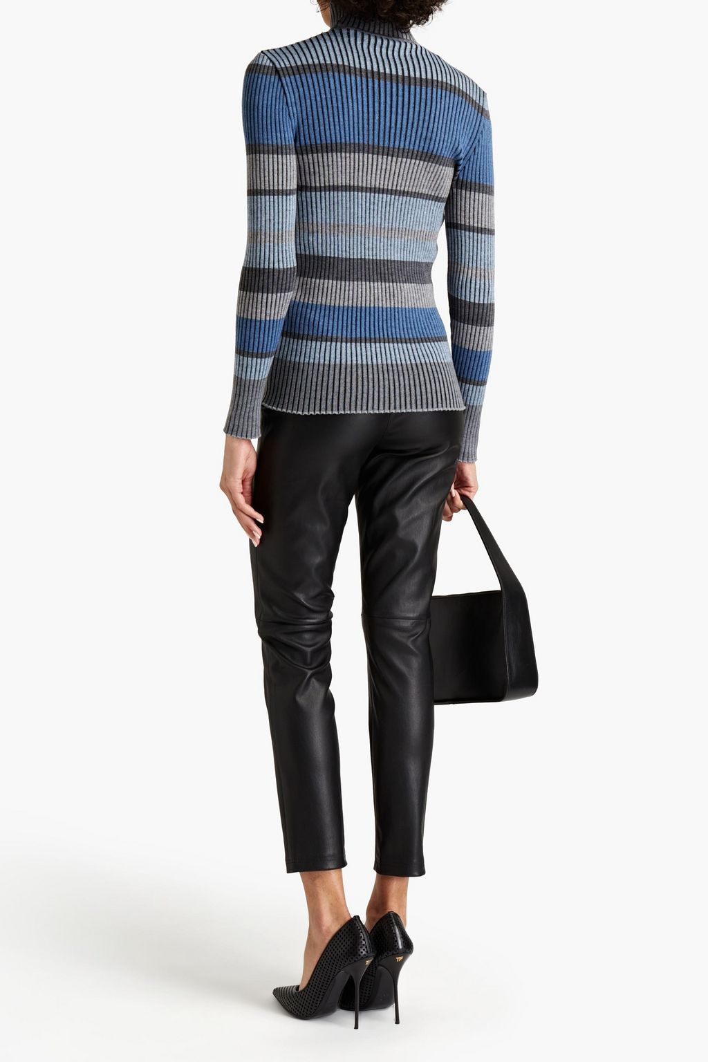 ALBERTA FERRETTI Striped ribbed wool turtleneck sweater