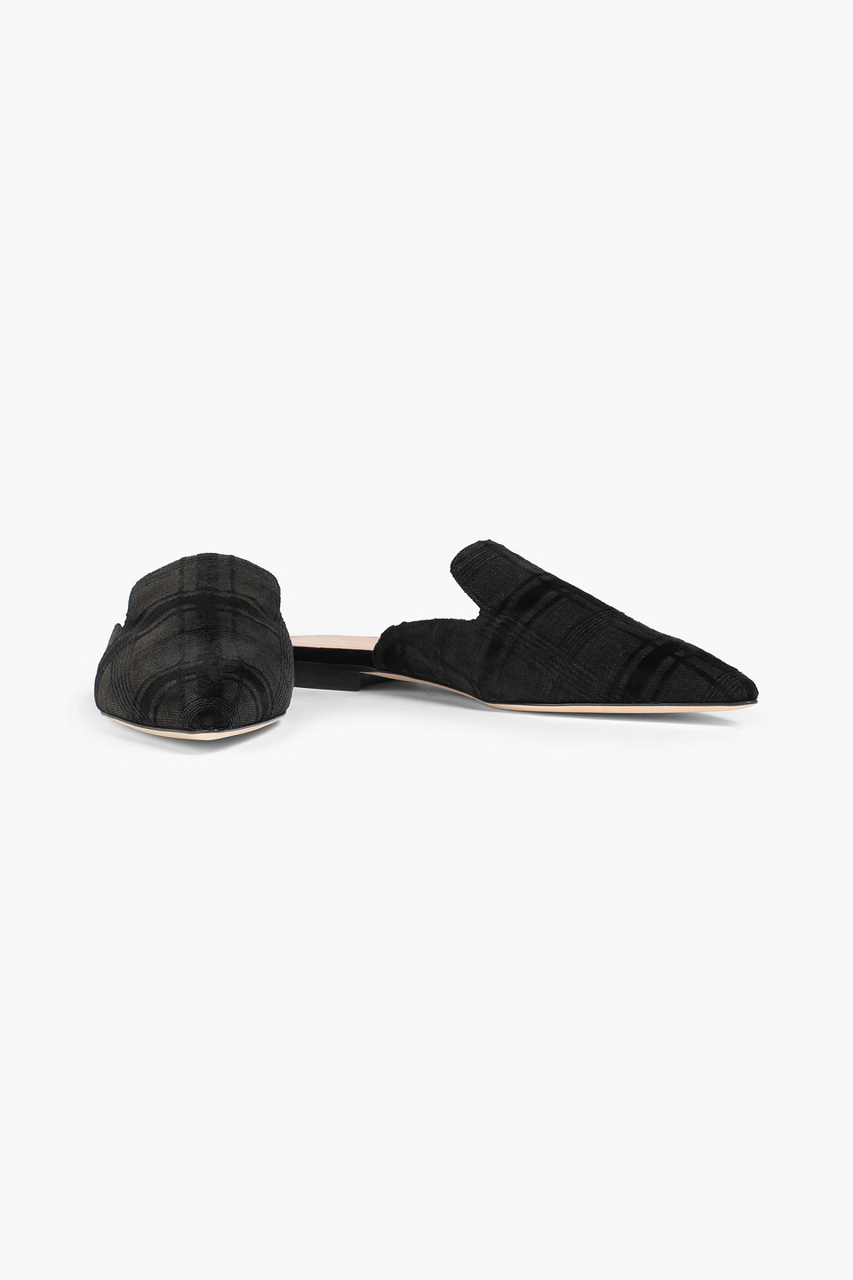 Alberta Ferretti Devoré-velvet Slippers In Black