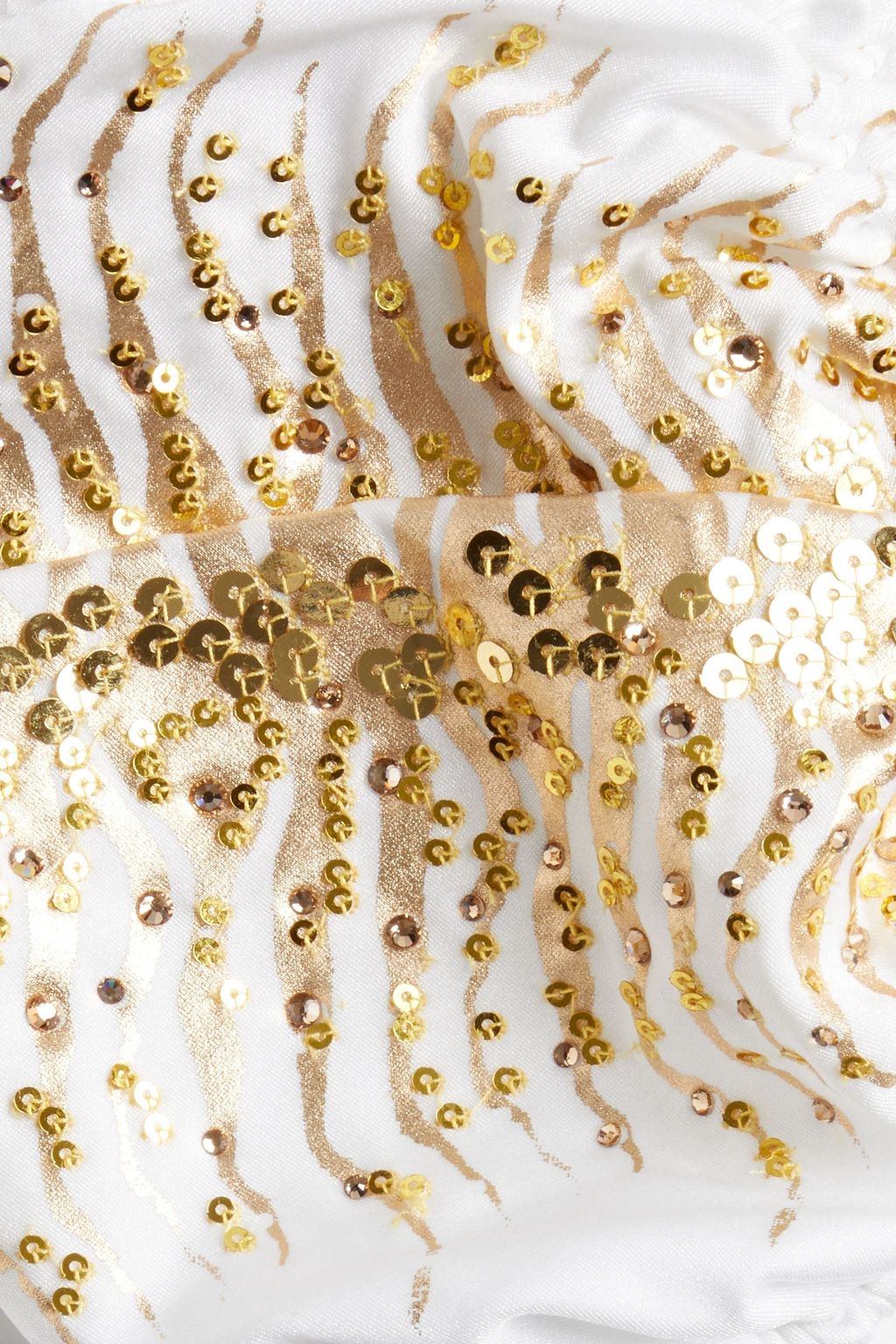 ROBERTO CAVALLI Sequined metallic printed triangle bikini top