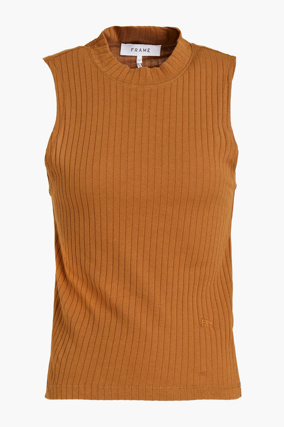 frame - ribbed cotton tank - brown - m