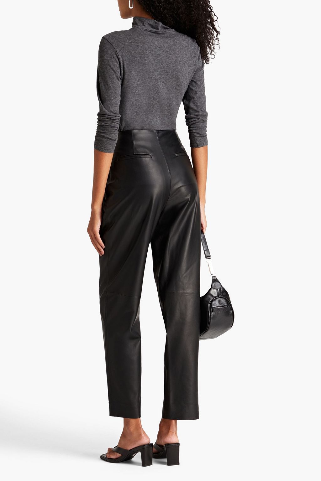 FRAME Metallic organic Pima cotton-jersey turtleneck top